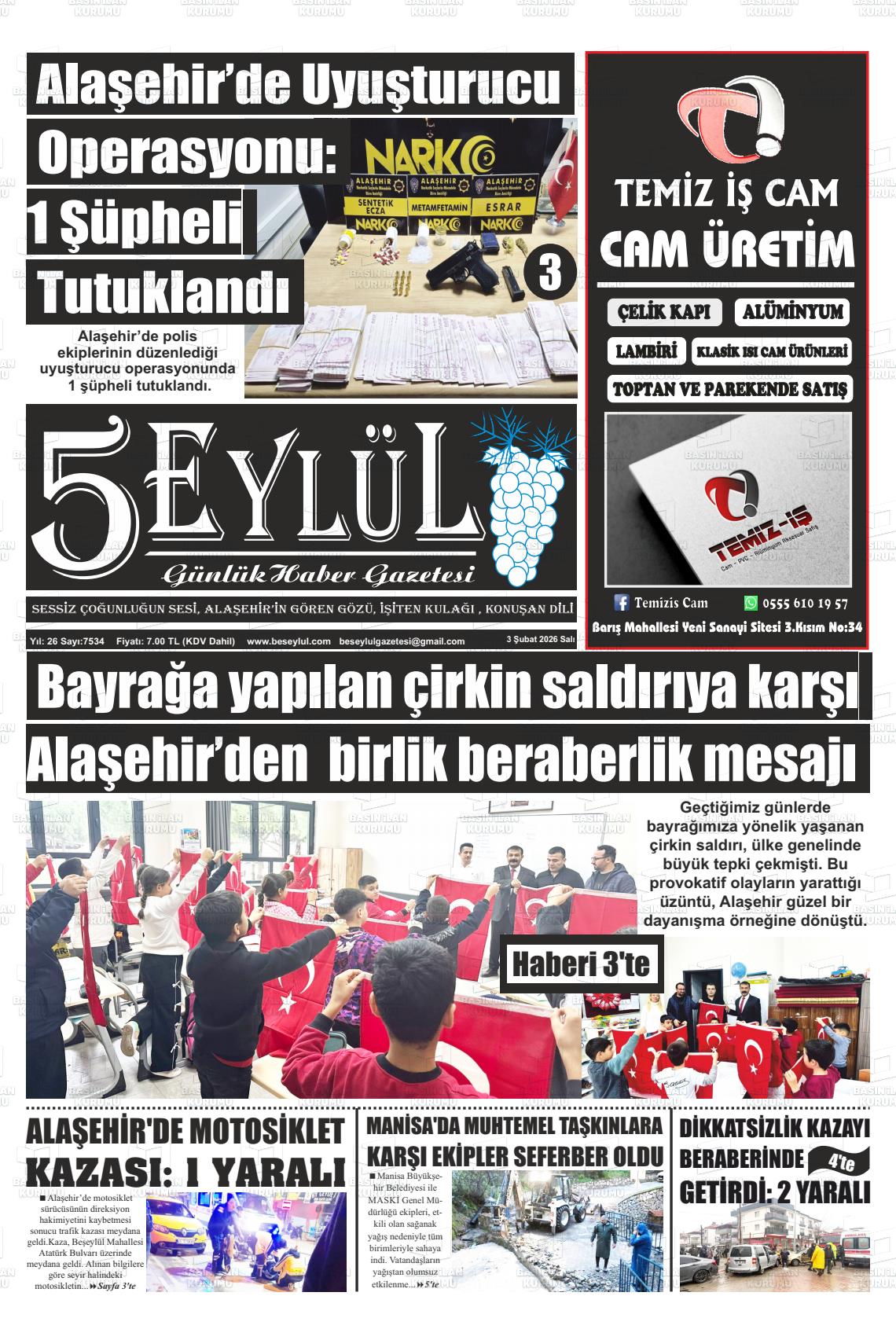 Manisa Alasehir 5 Eylul 03.02.2026