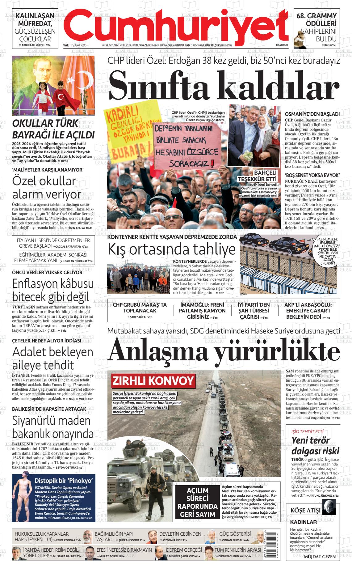Cumhuriyet Gazetesi 03.02.2026