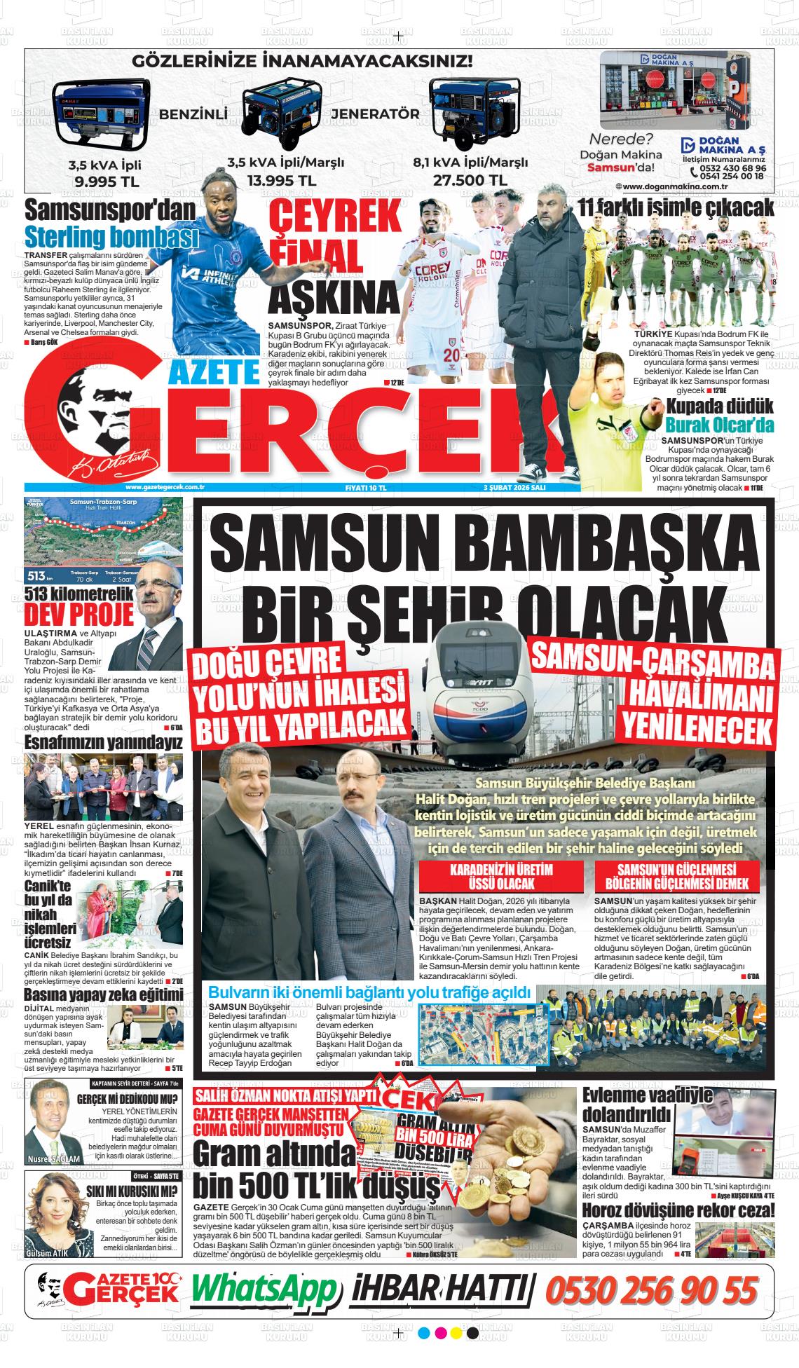 Samsun Gazetegercek 03.02.2026