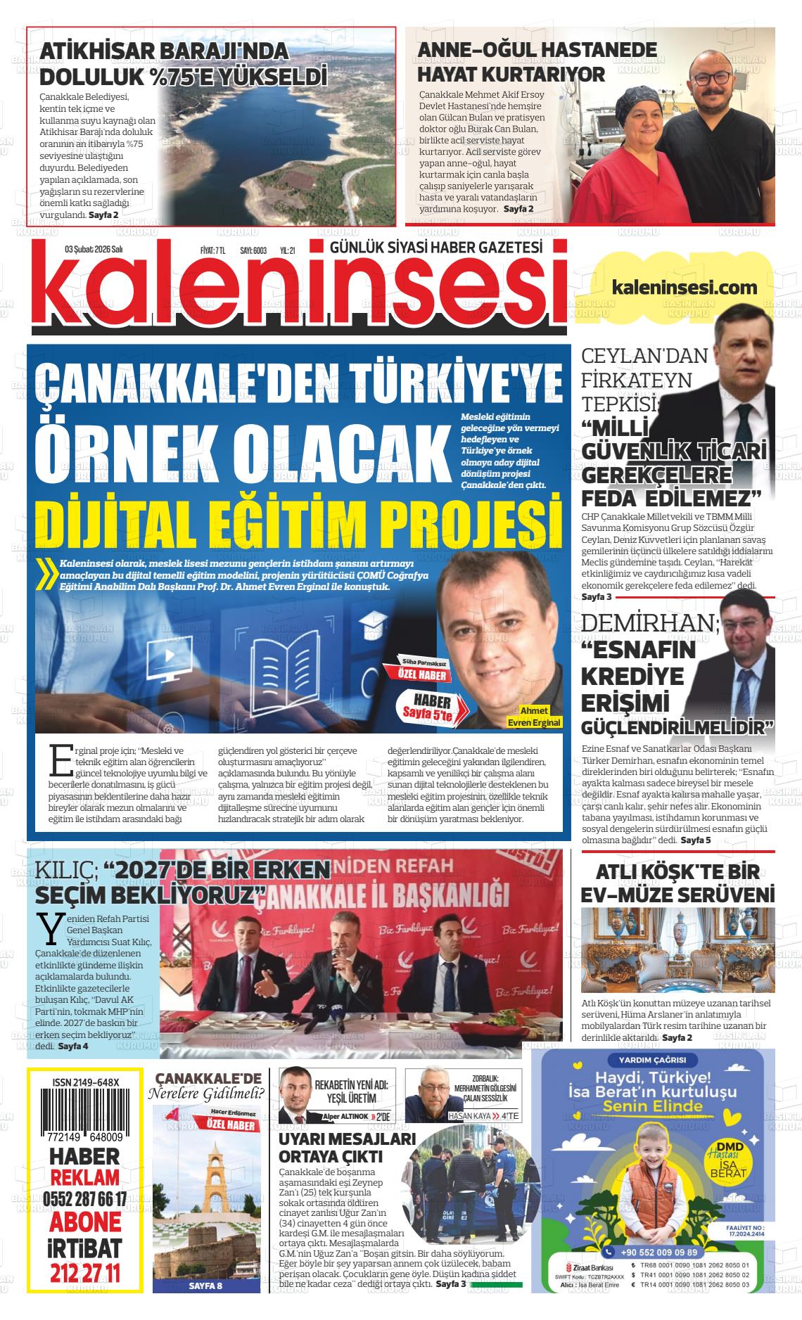 Canakkale Kaleninsesi 03.02.2026