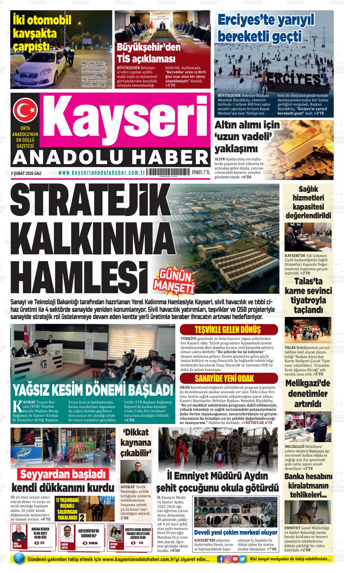 Kayseri Anadoluhaber 03.02.2026