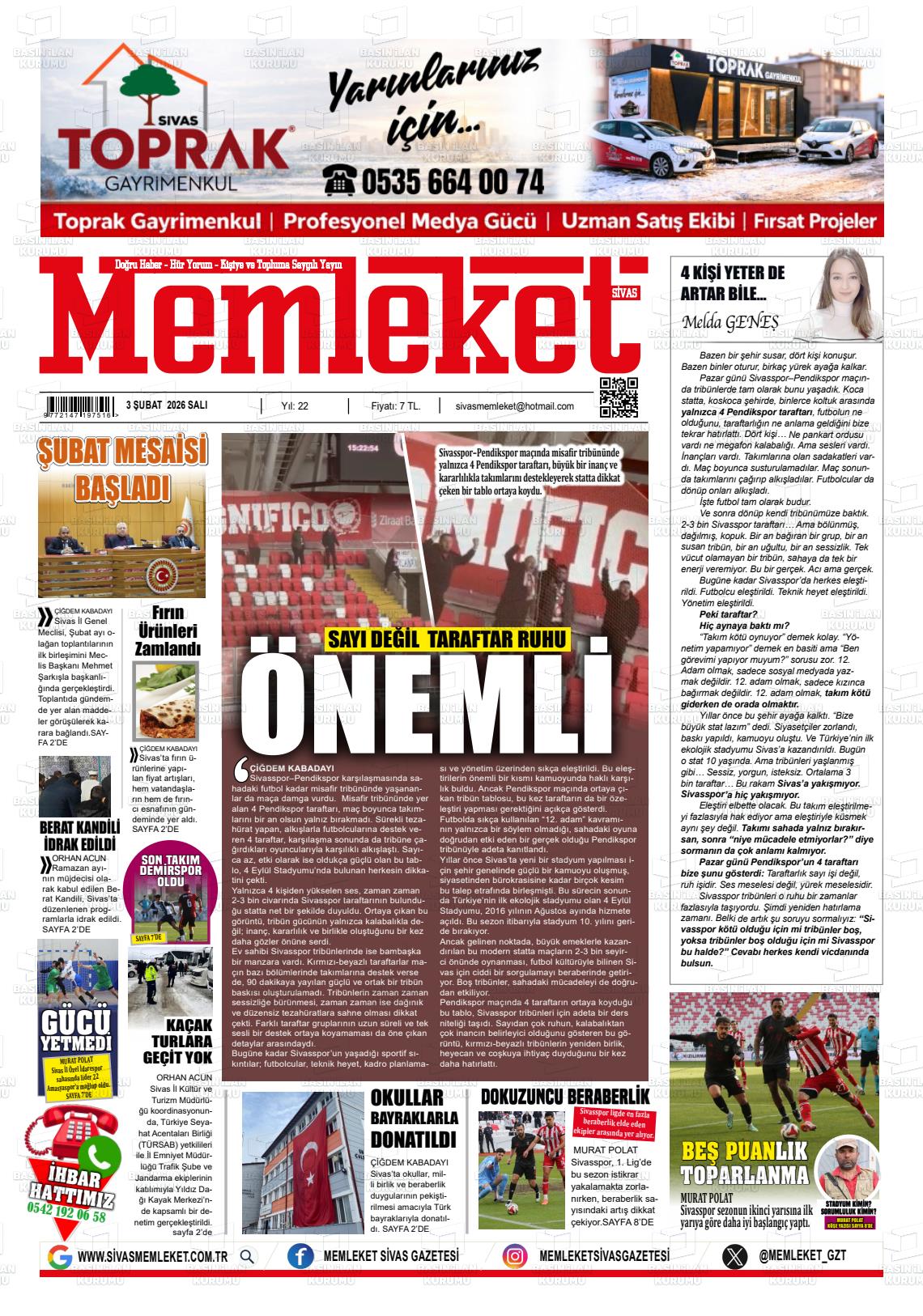 Sivas Memleket 03.02.2026