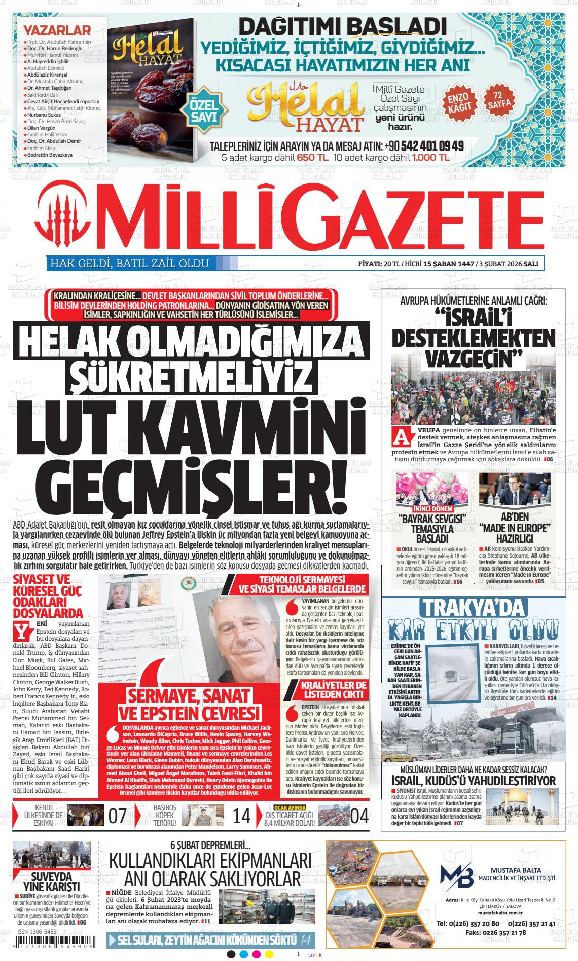 Milli Gazete Gazetesi 03.02.2026
