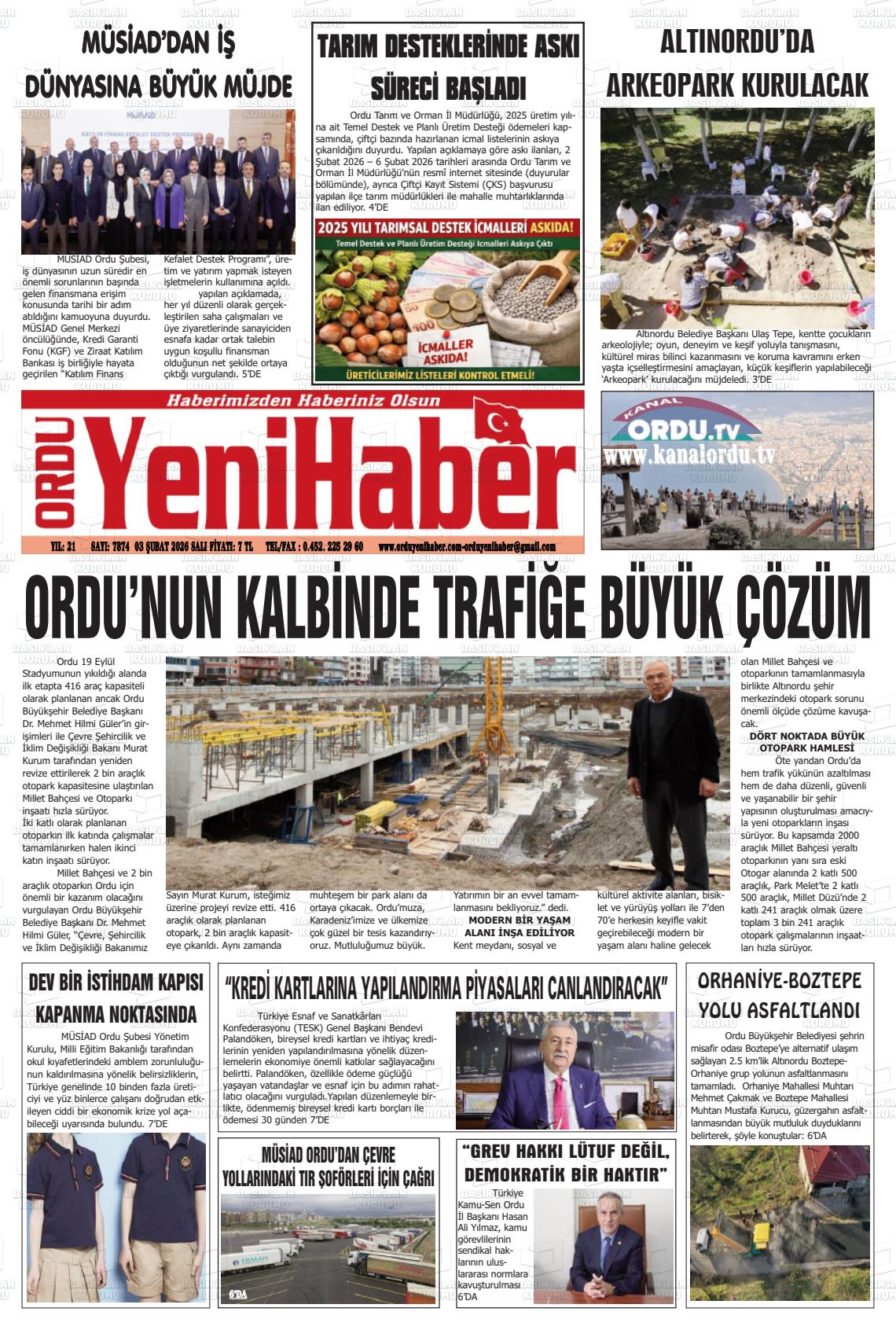 Ordu Yenihaber 03.02.2026