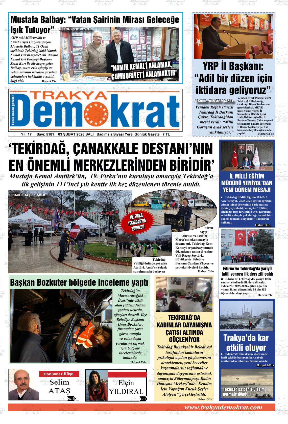 Tekirdag Trakyademokrat 03.02.2026