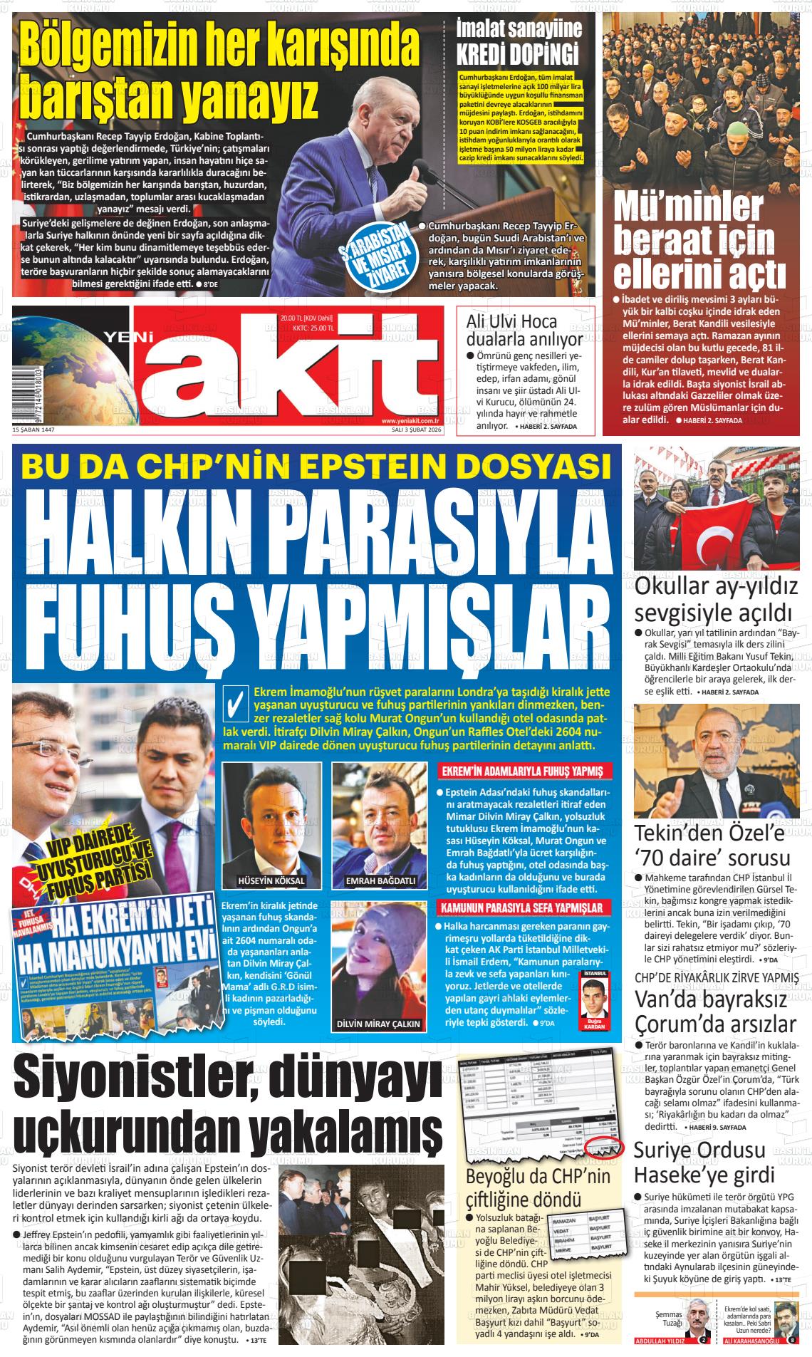 Yeni Akit Gazetesi 03.02.2026