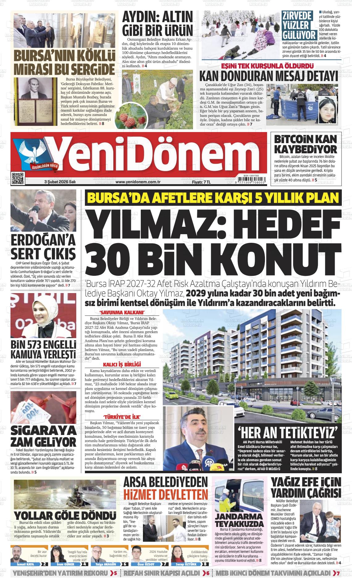 Bursa Yenidonem 03.02.2026