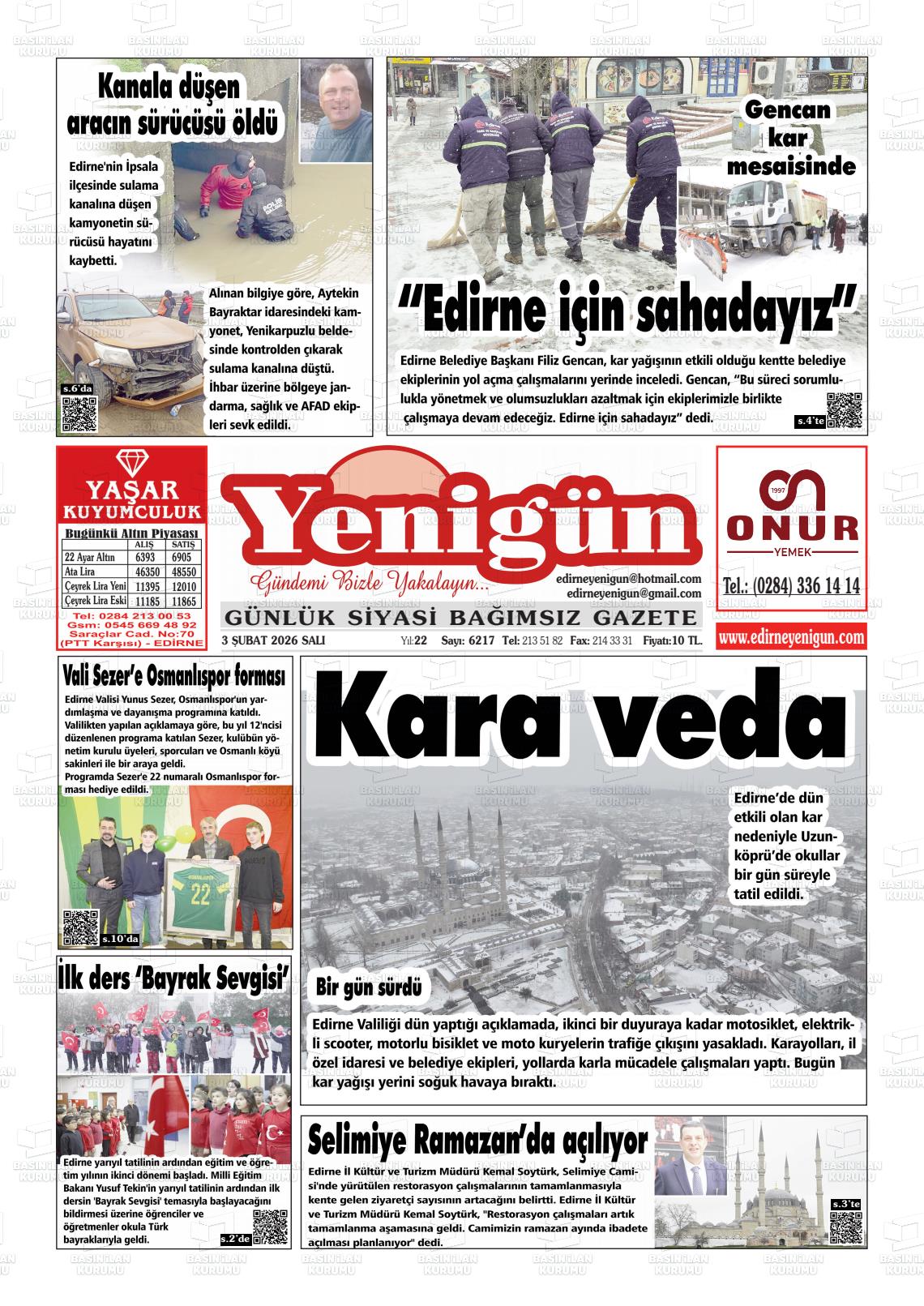 Izmir Yenigun 03.02.2026