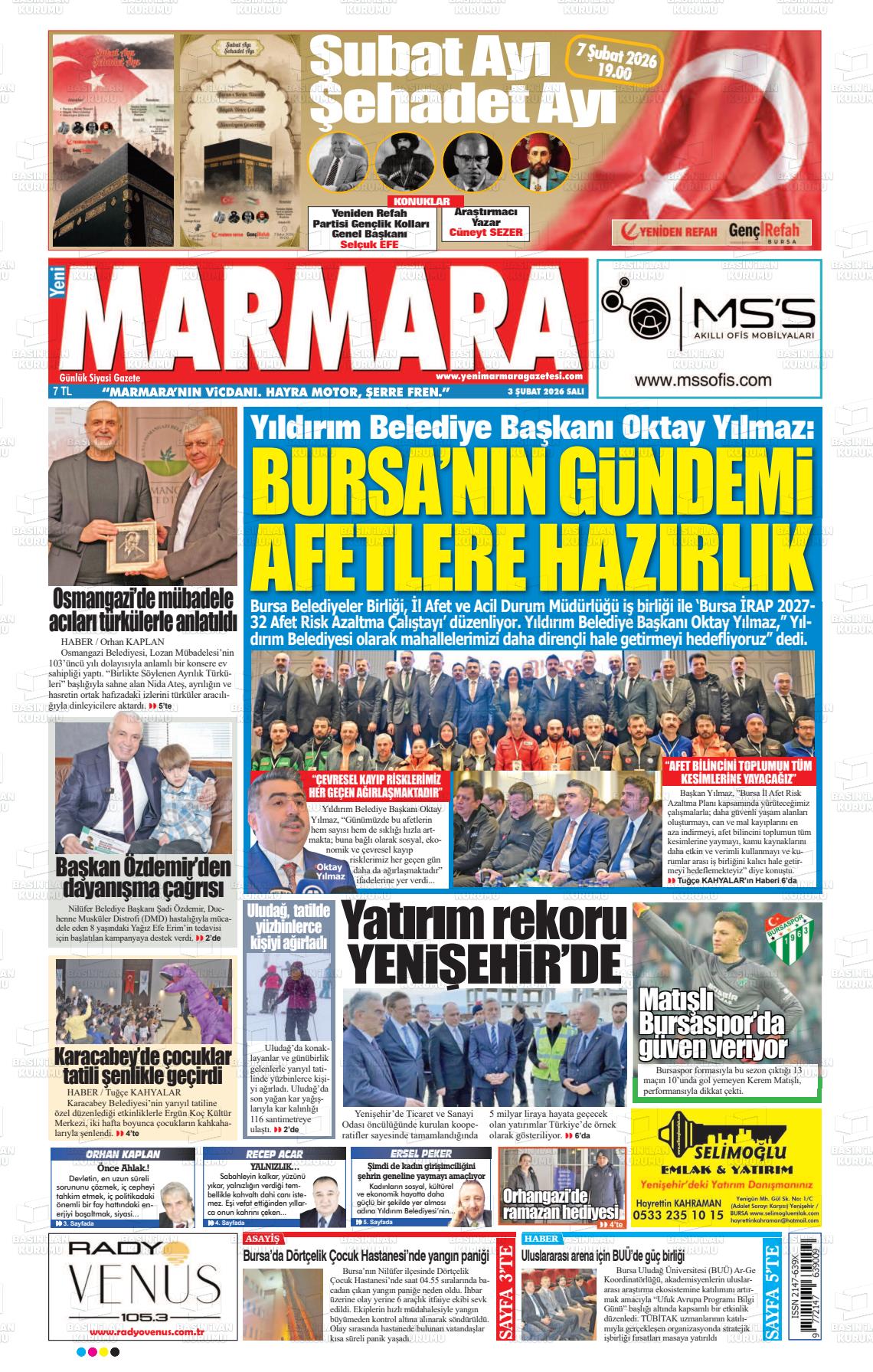 Bursa Yenimarmara 03.02.2026