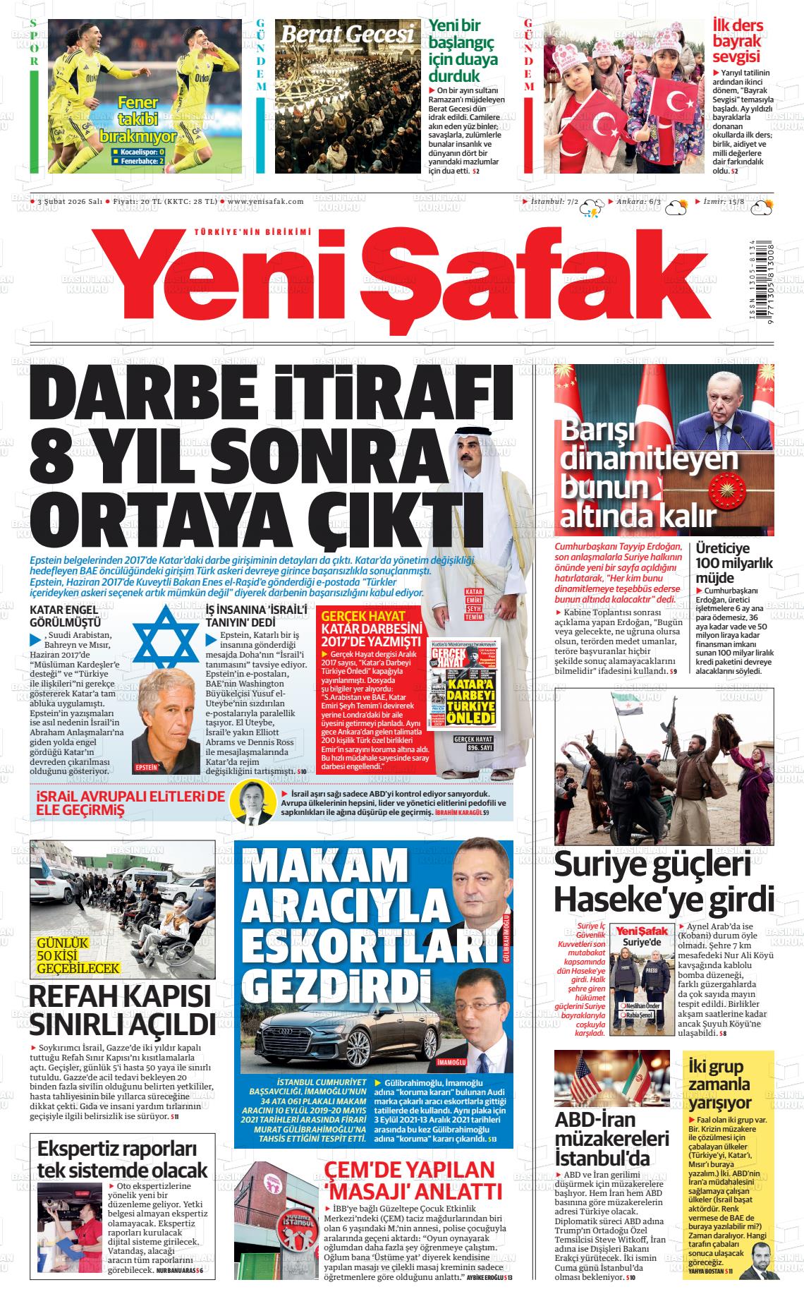 Yeni Şafak Gazetesi 03.02.2026