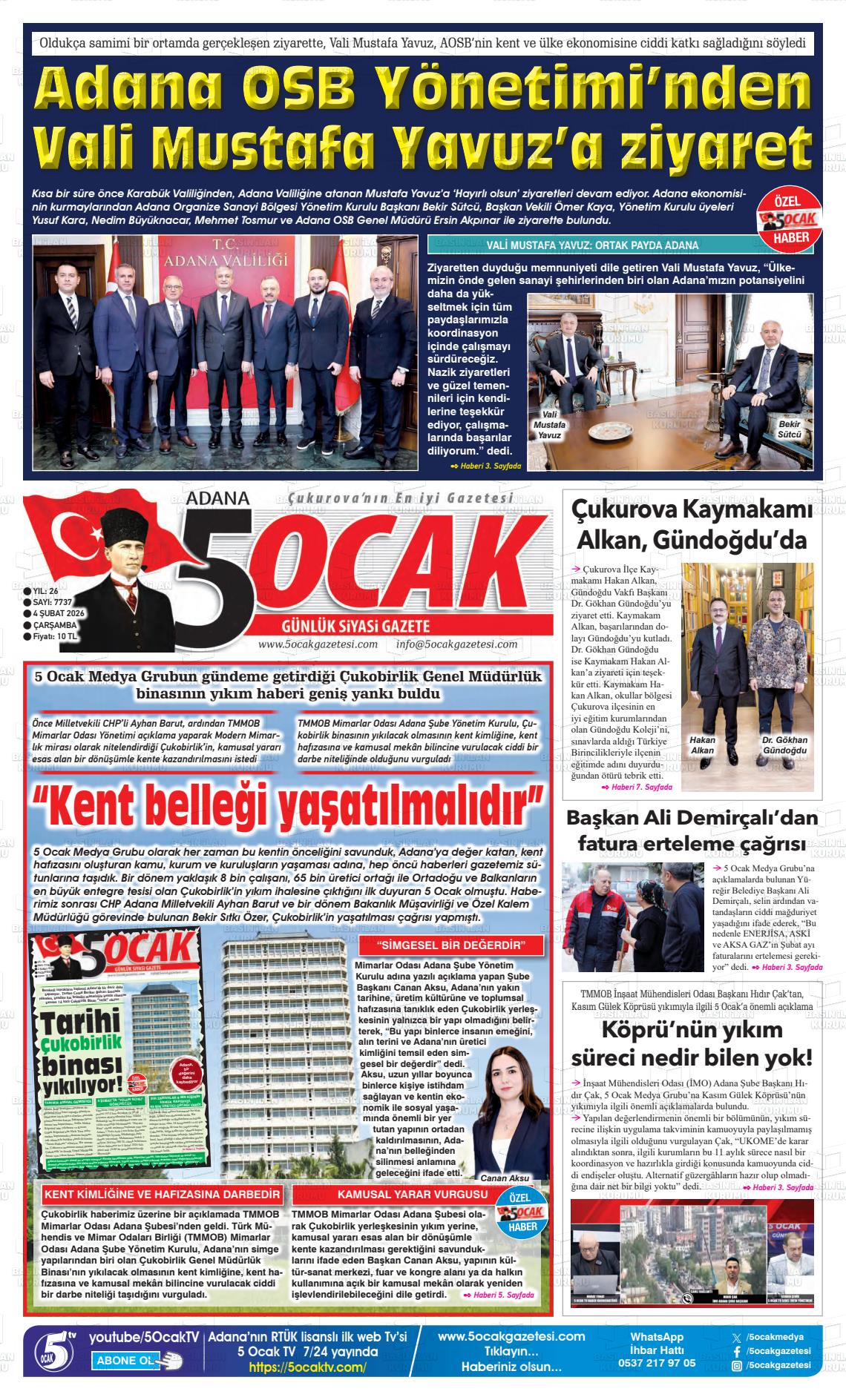 Adana 5 Ocak 04.02.2026