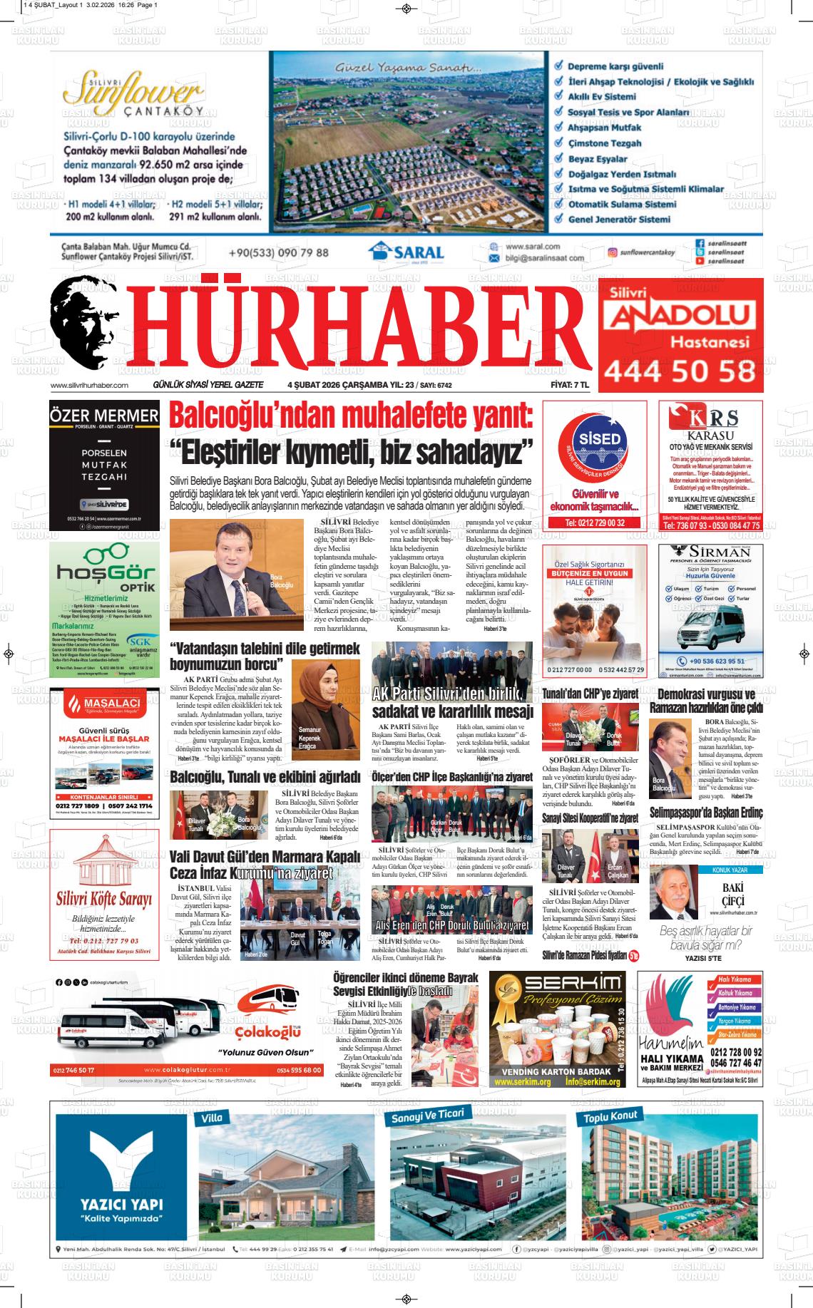 Hür Haber Gazetesi 04.02.2026