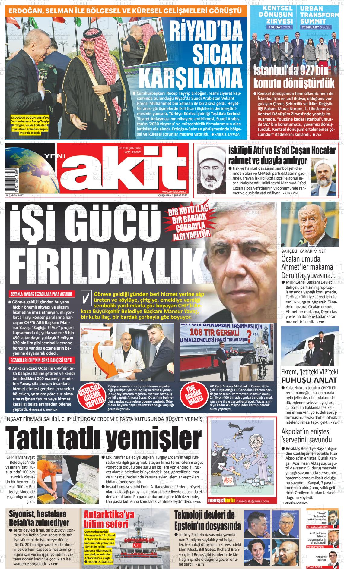 Yeni Akit Gazetesi 04.02.2026