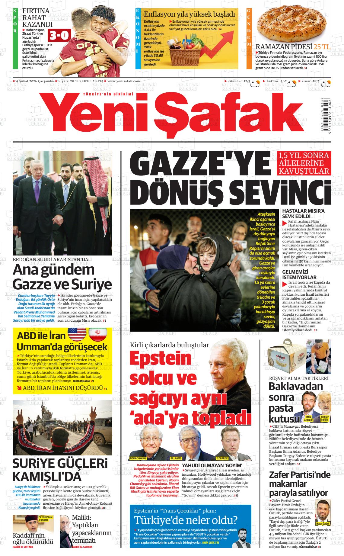 Yeni Şafak Gazetesi 04.02.2026