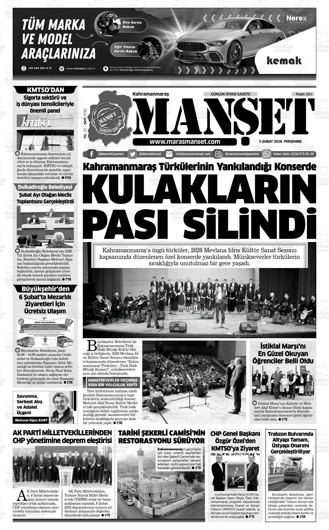 Kahramanmaras Manset 05.02.2026