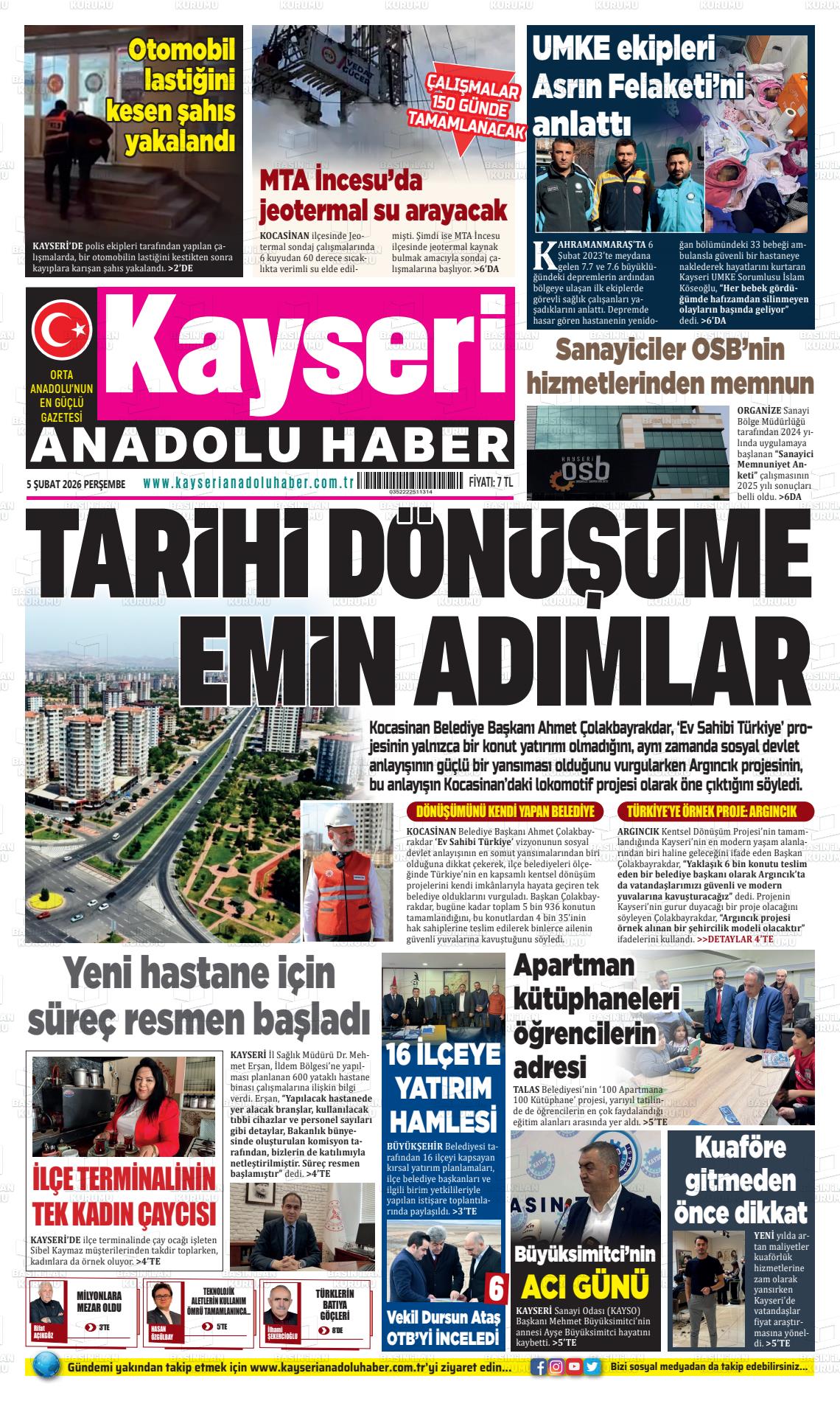 Kayseri Anadoluhaber 05.02.2026