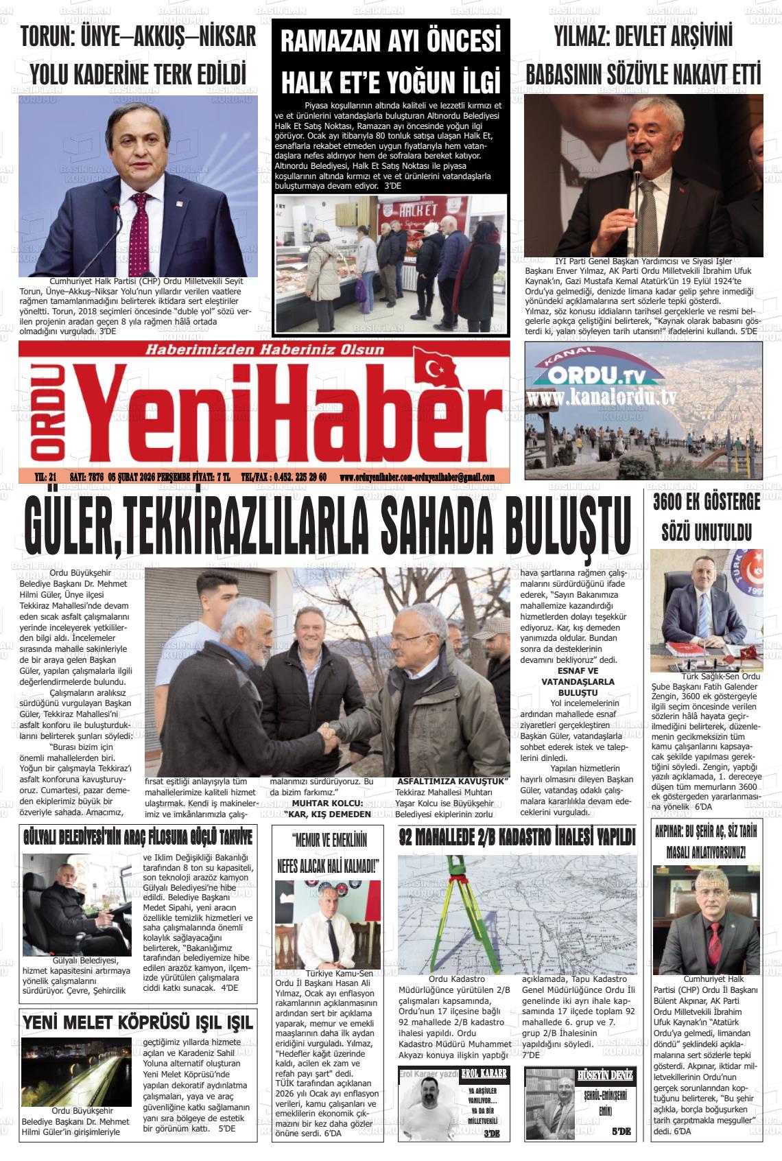Ordu Yenihaber 05.02.2026