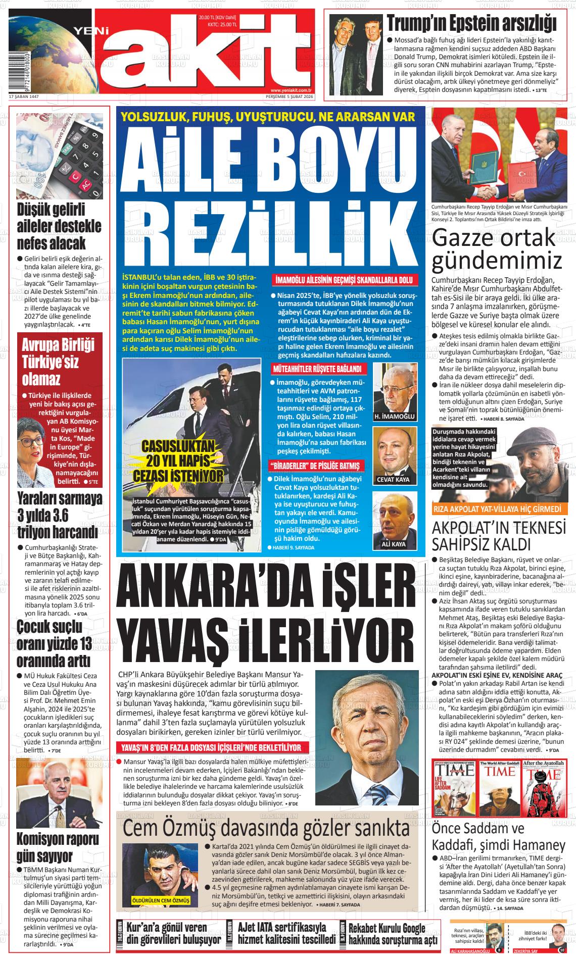 Yeni Akit Gazetesi 05.02.2026
