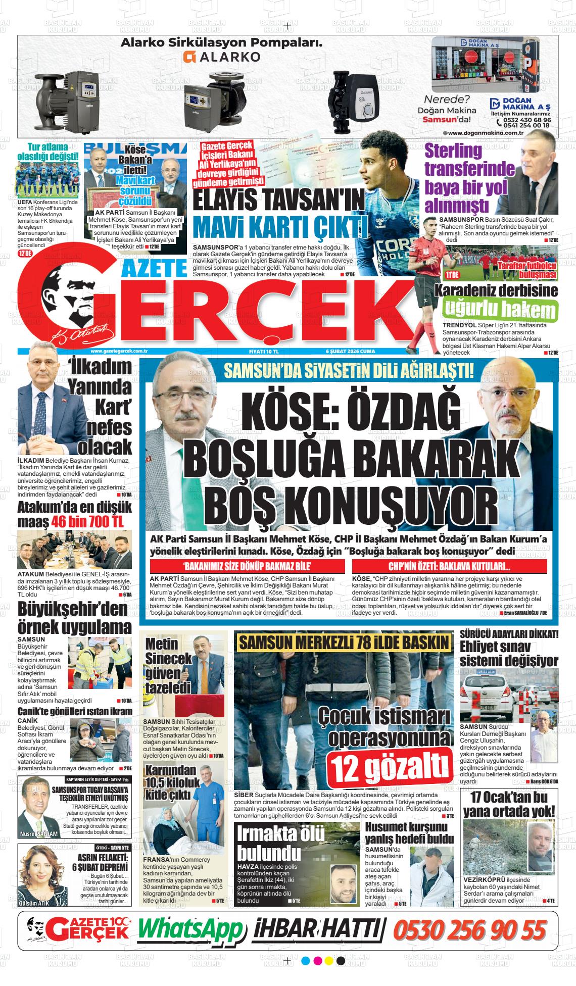 Samsun Gazetegercek 06.02.2026