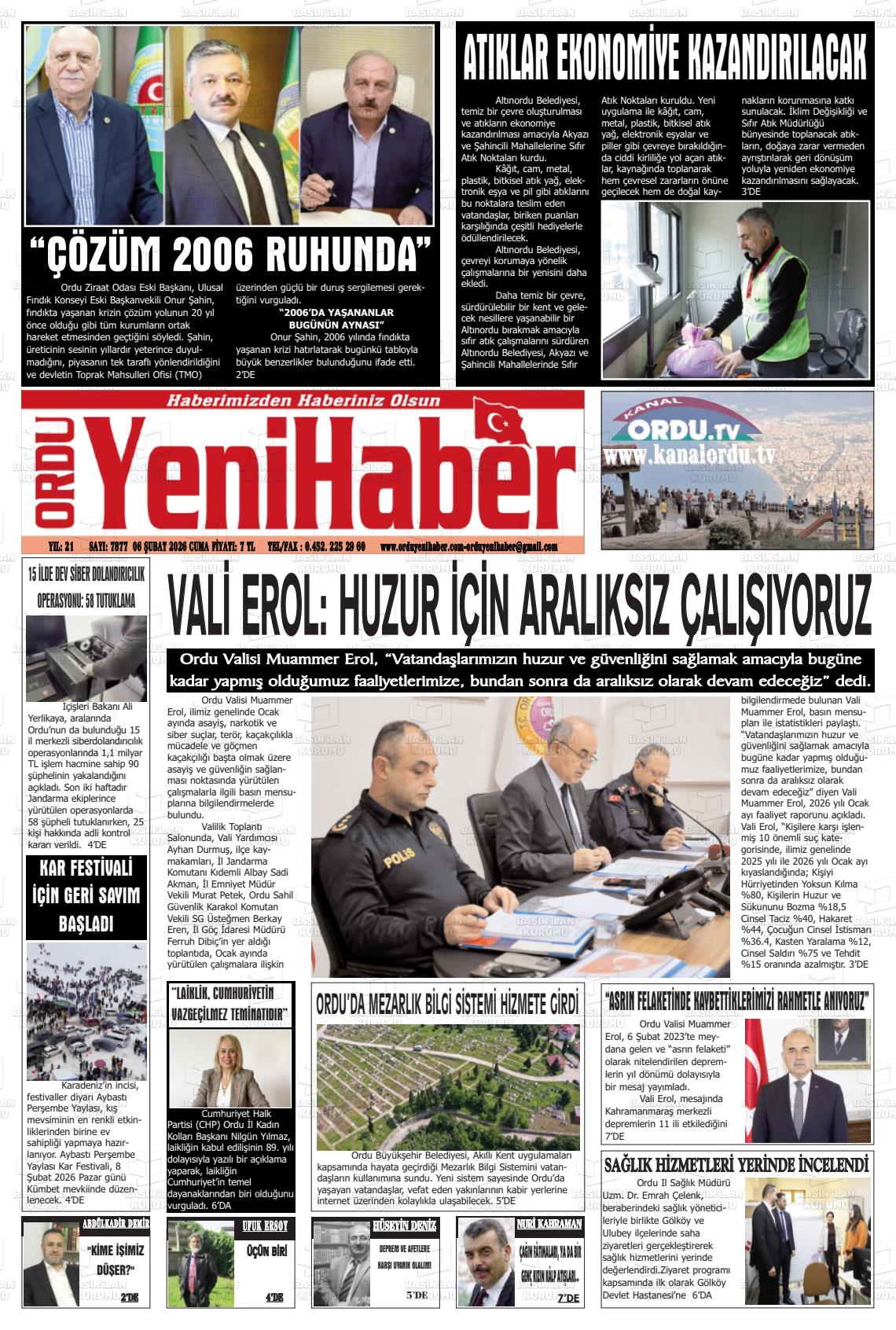 Ordu Yenihaber 06.02.2026