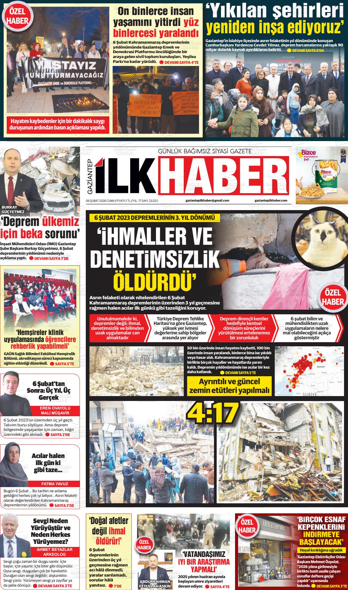 Gaziantep Sabah 06.02.2026