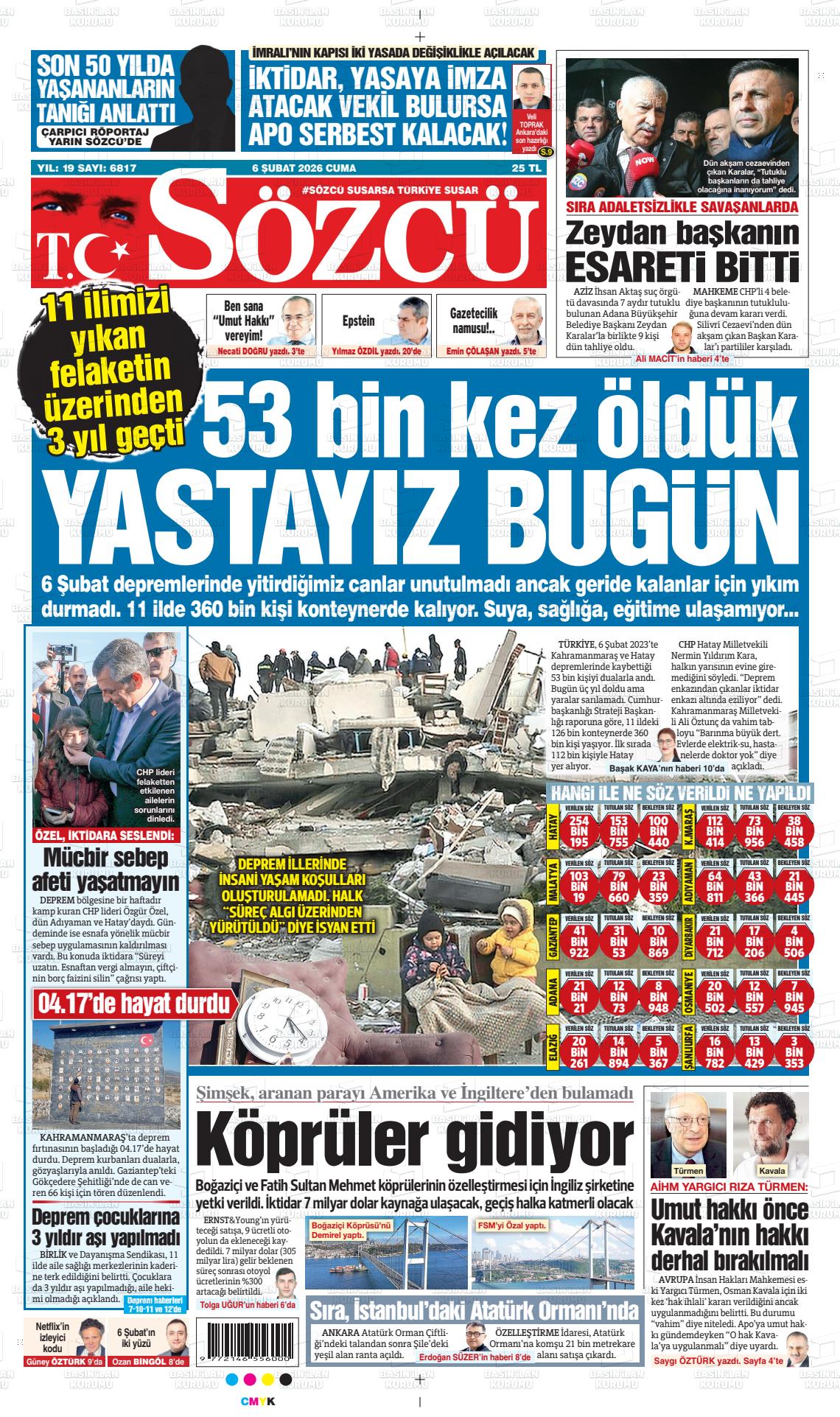 Sözcü Gazetesi 06.02.2026