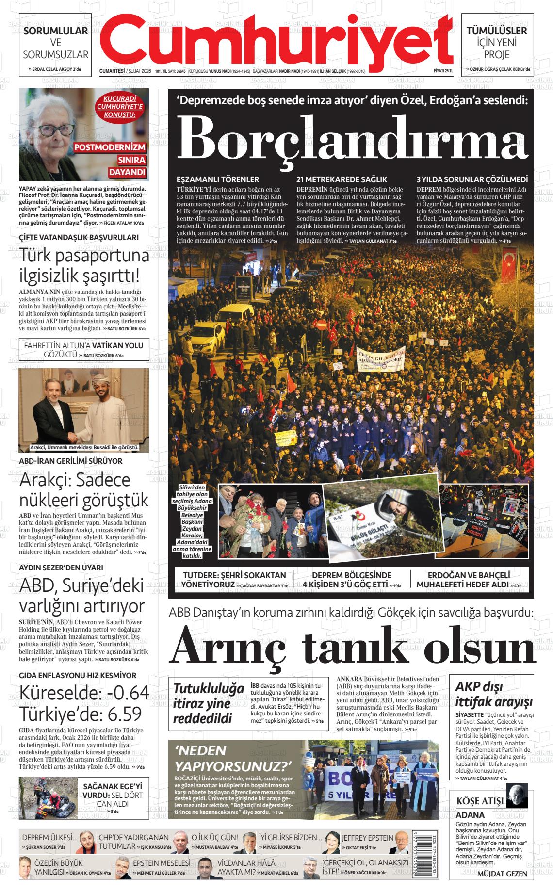 Cumhuriyet Gazetesi 07.02.2026