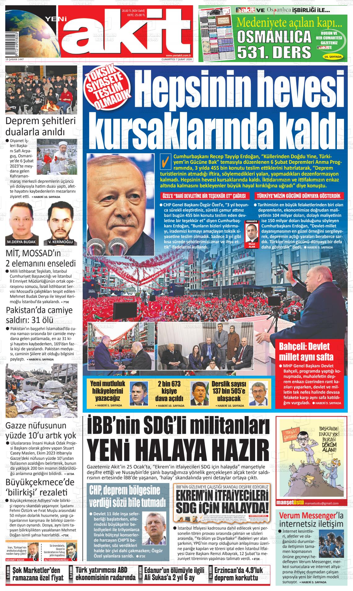 Yeni Akit Gazetesi 07.02.2026