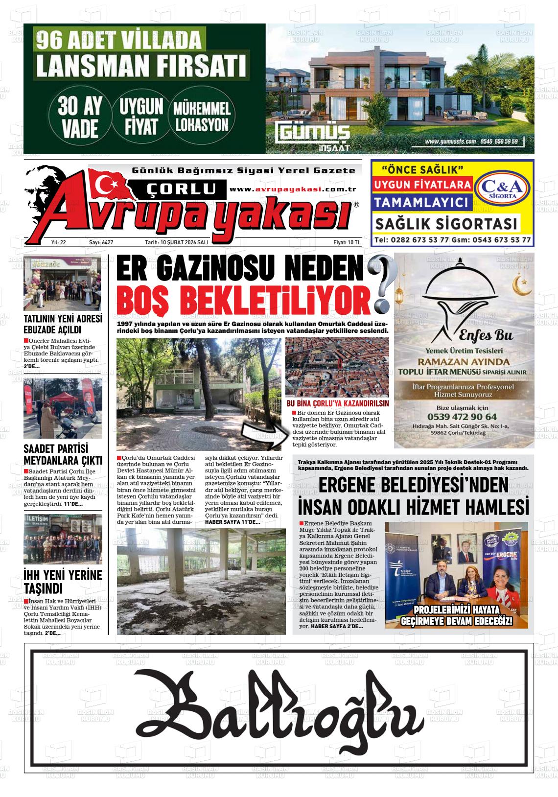 Tekirdag Avrupayakasi 10.02.2026