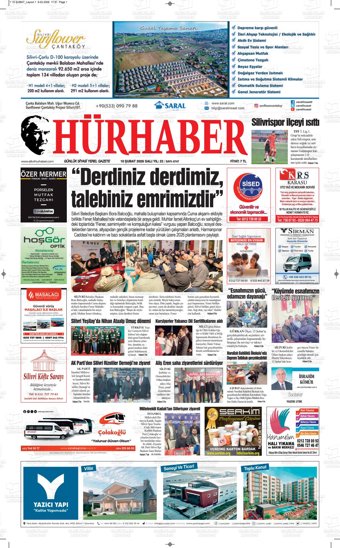 Hür Haber Gazetesi 10.02.2026