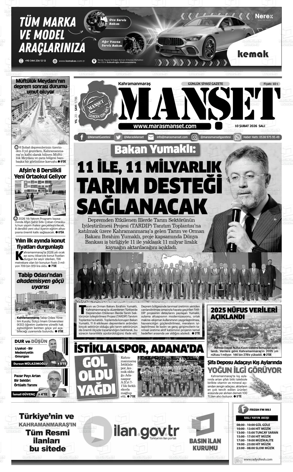 Kahramanmaras Manset 10.02.2026