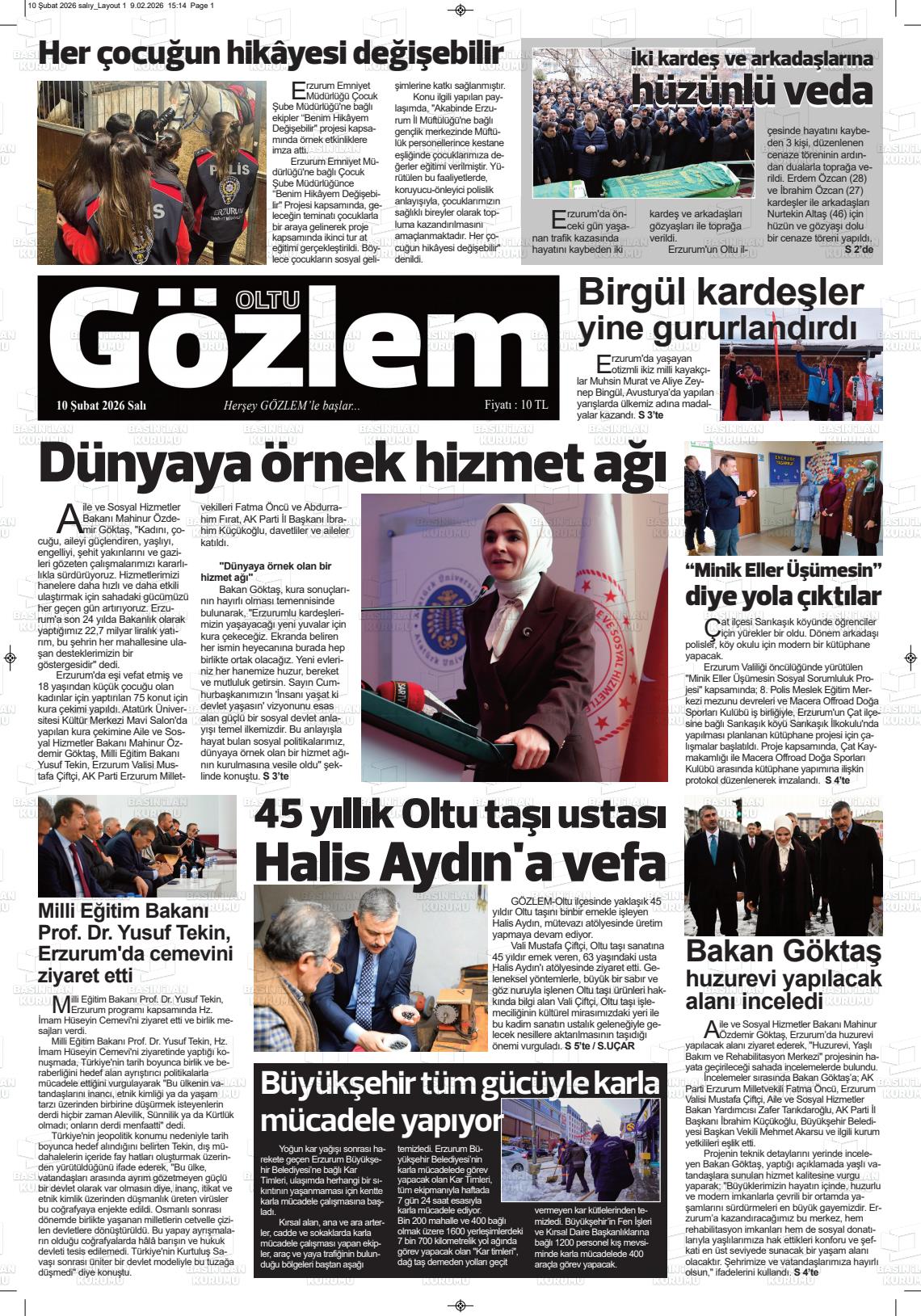 Erzurum Oltugozlem 10.02.2026