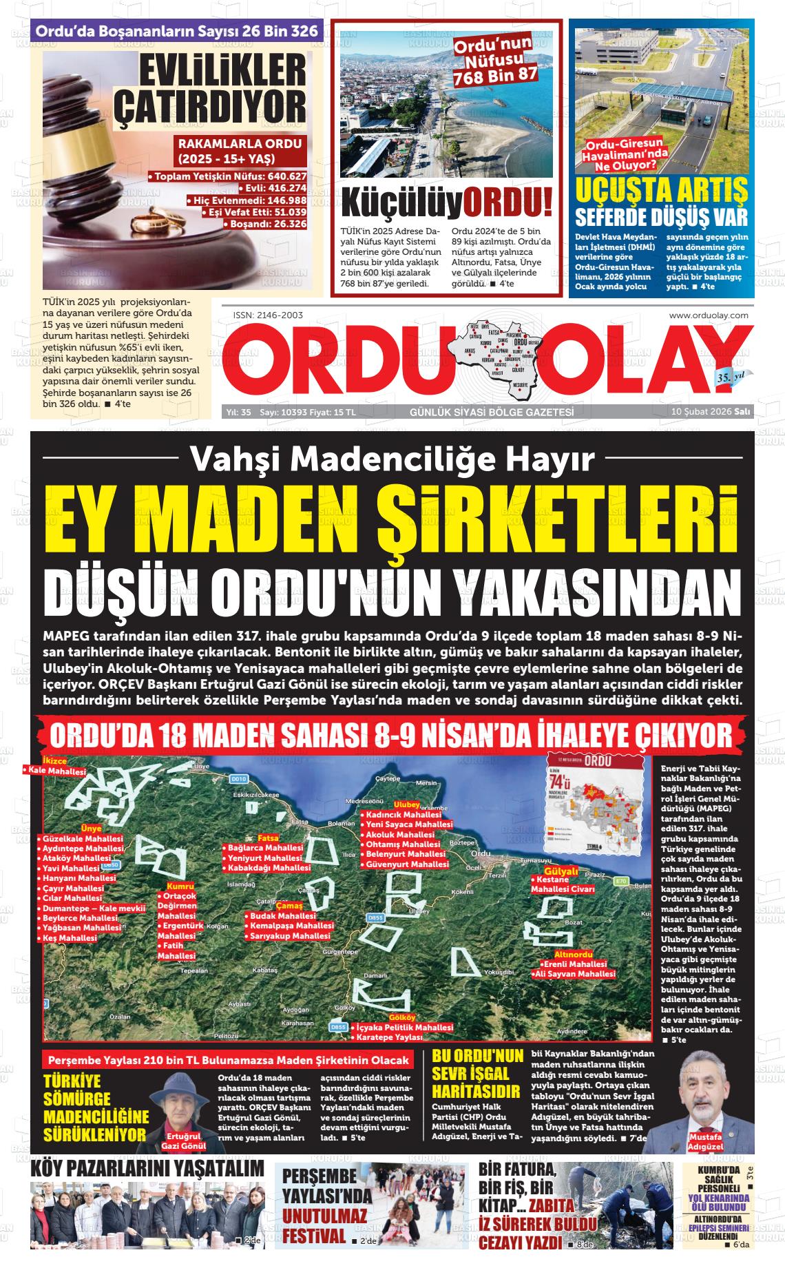 Ordu Olay 10.02.2026