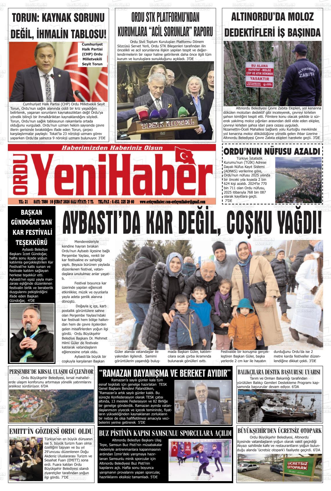 Ordu Yenihaber 10.02.2026