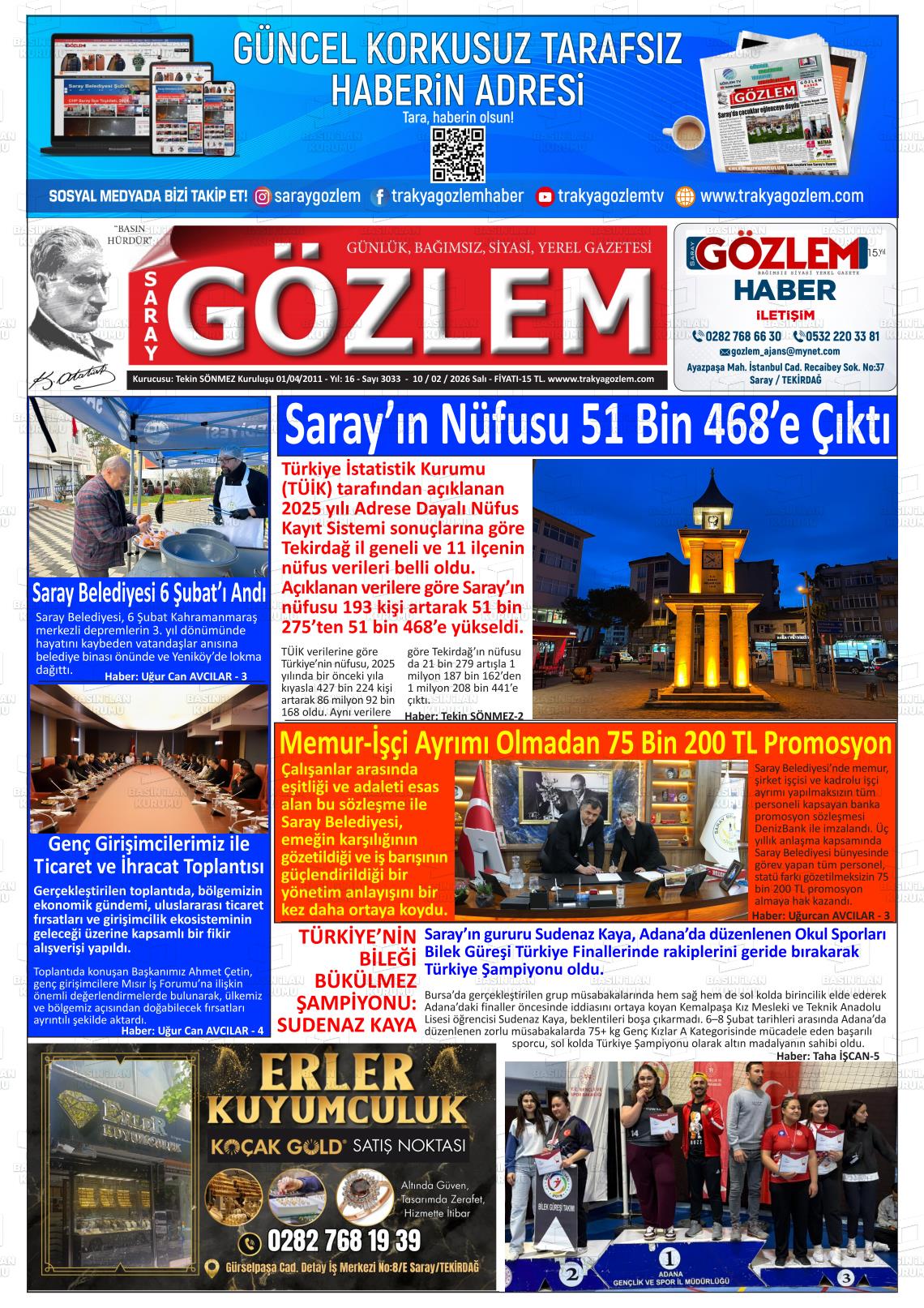 Tekirdag Saraygozlem 10.02.2026