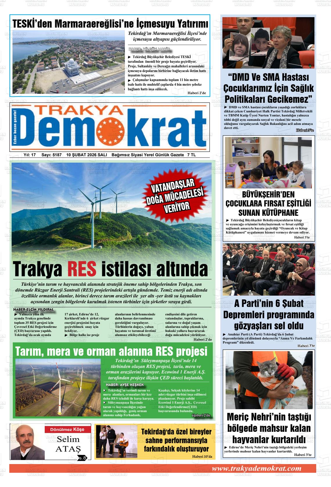 Tekirdag Trakyademokrat 10.02.2026