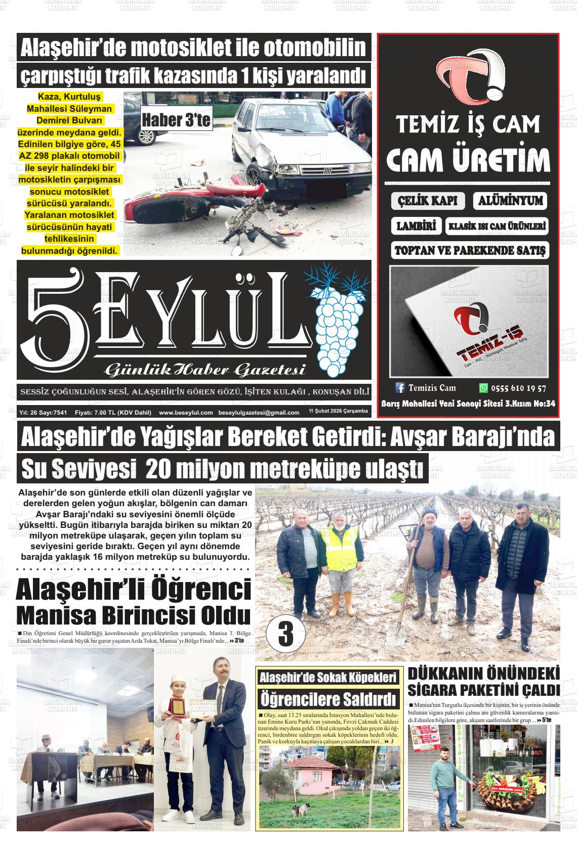 Manisa Alasehir 5 Eylul 11.02.2026