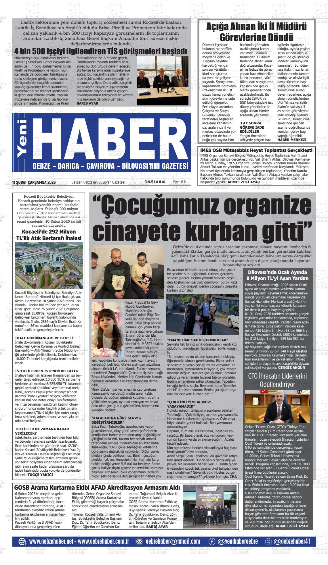 Kocaeli Gebzehaber 11.02.2026
