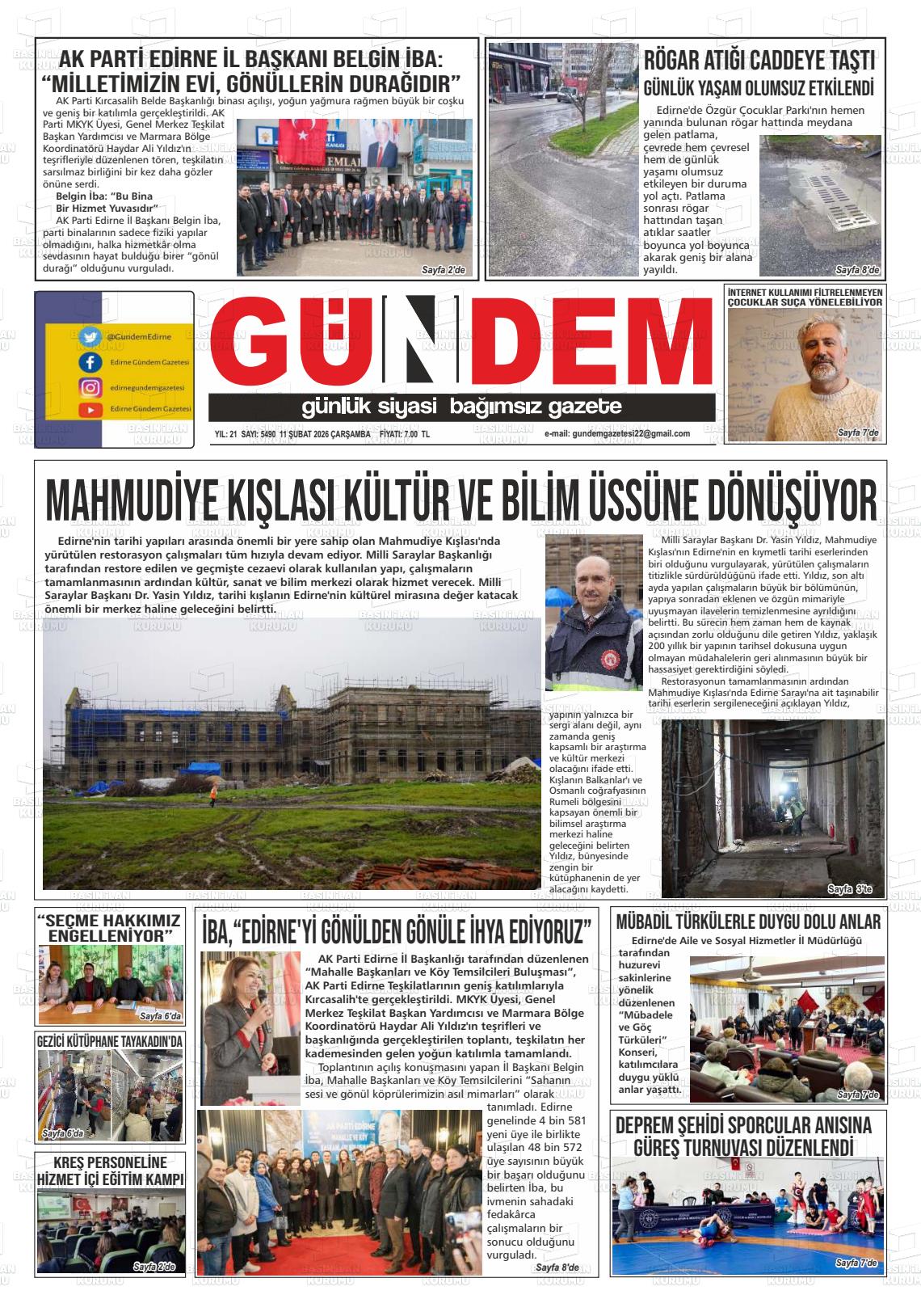Edirne Gundem 11.02.2026