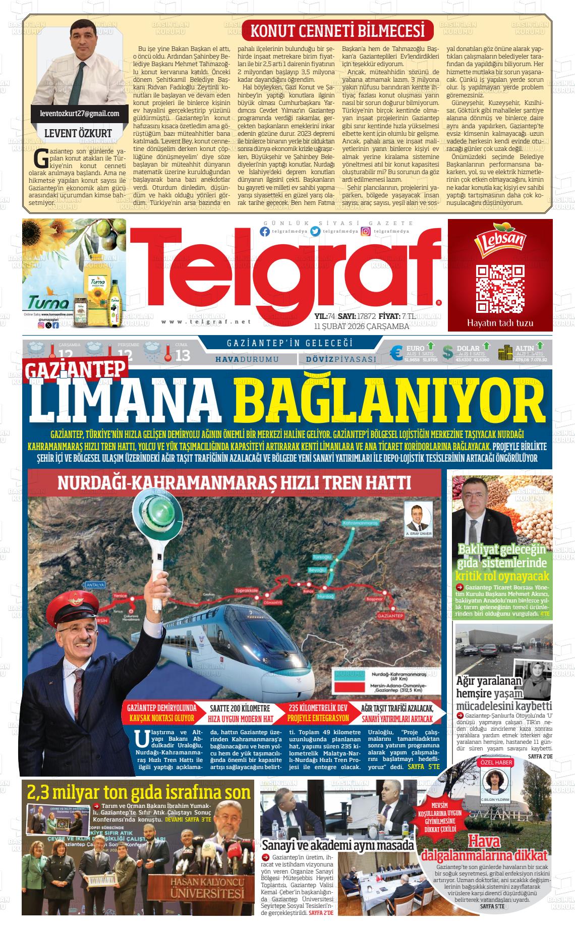 Gaziantep Telgraf 11.02.2026