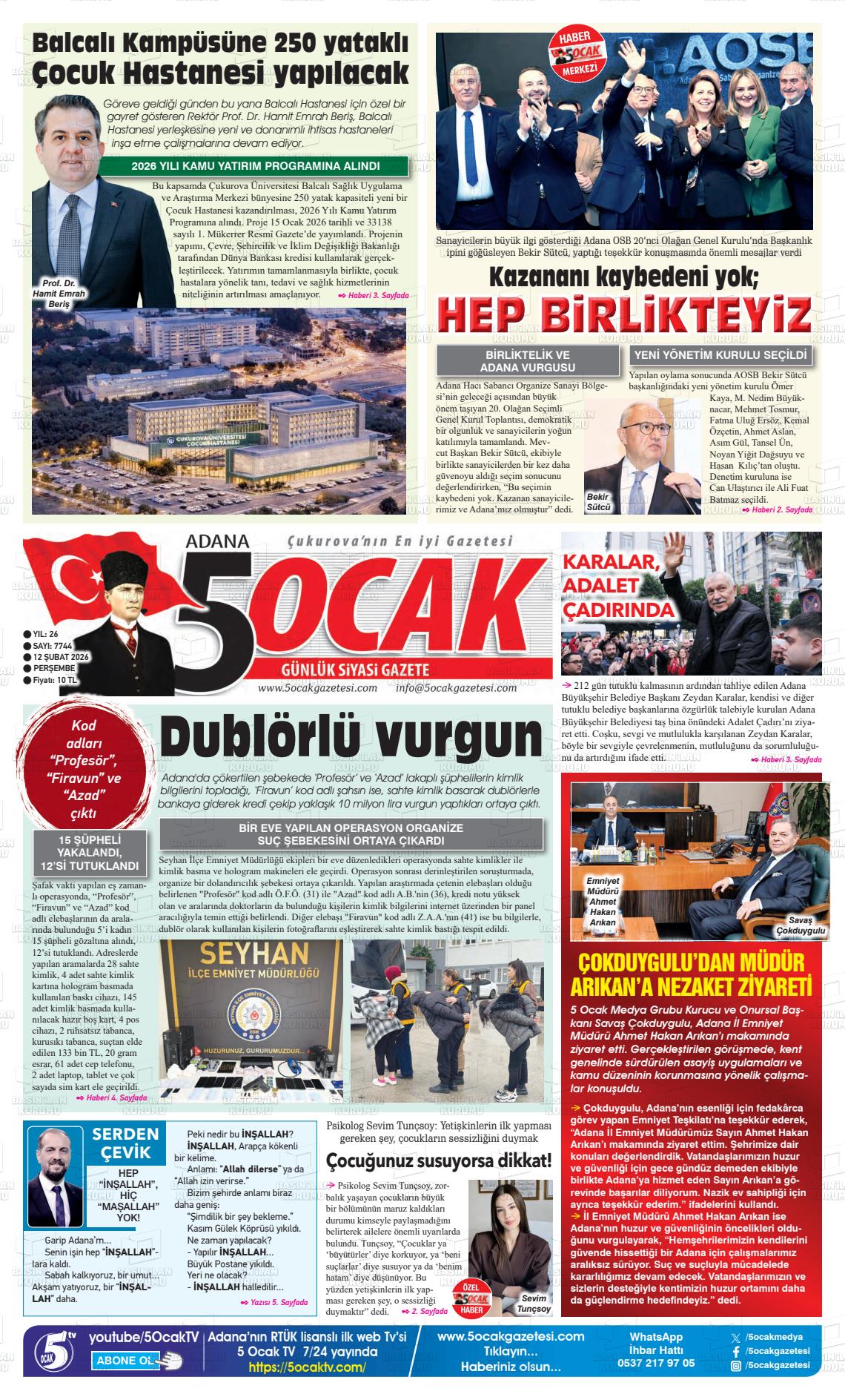 Adana 5 Ocak 12.02.2026
