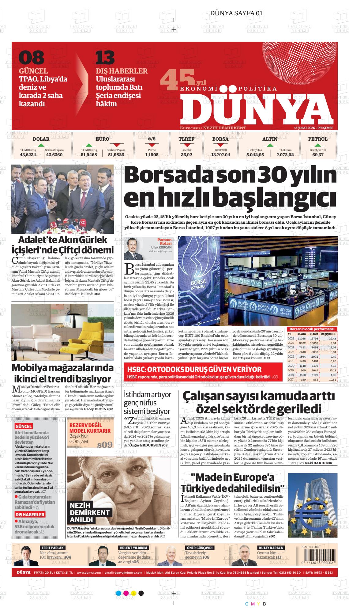 Dünya Gazetesi 12.02.2026