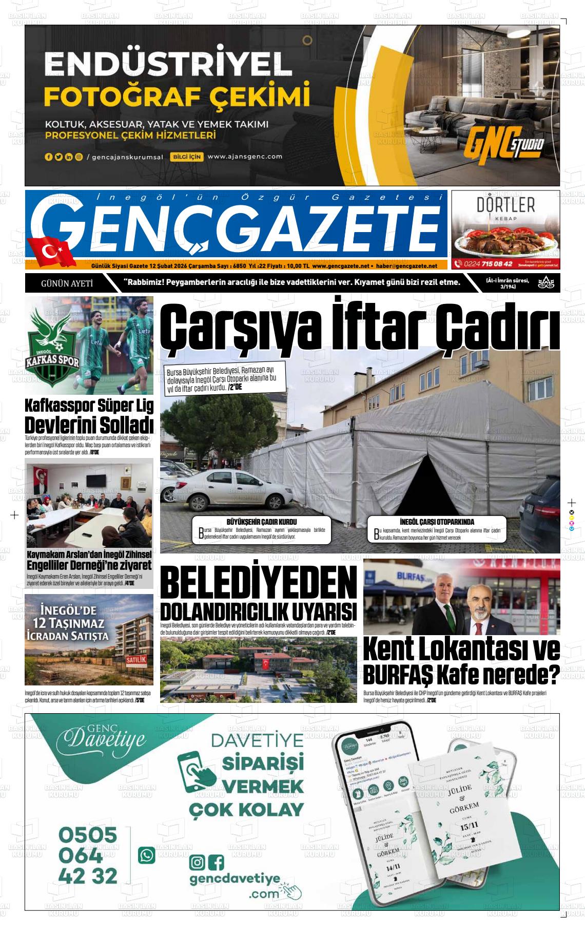 Bursa Gencgazete 12.02.2026