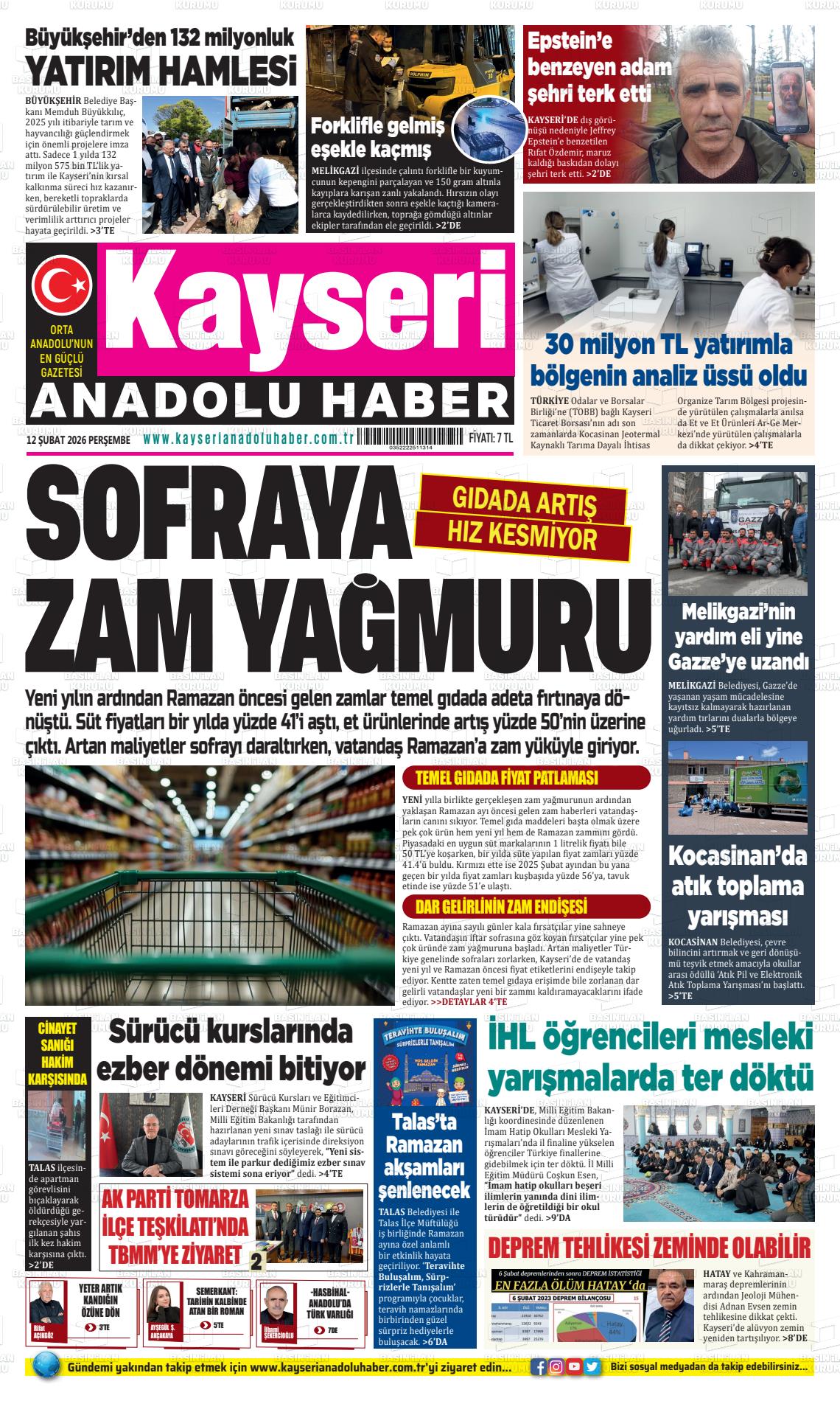 Kayseri Anadoluhaber 12.02.2026