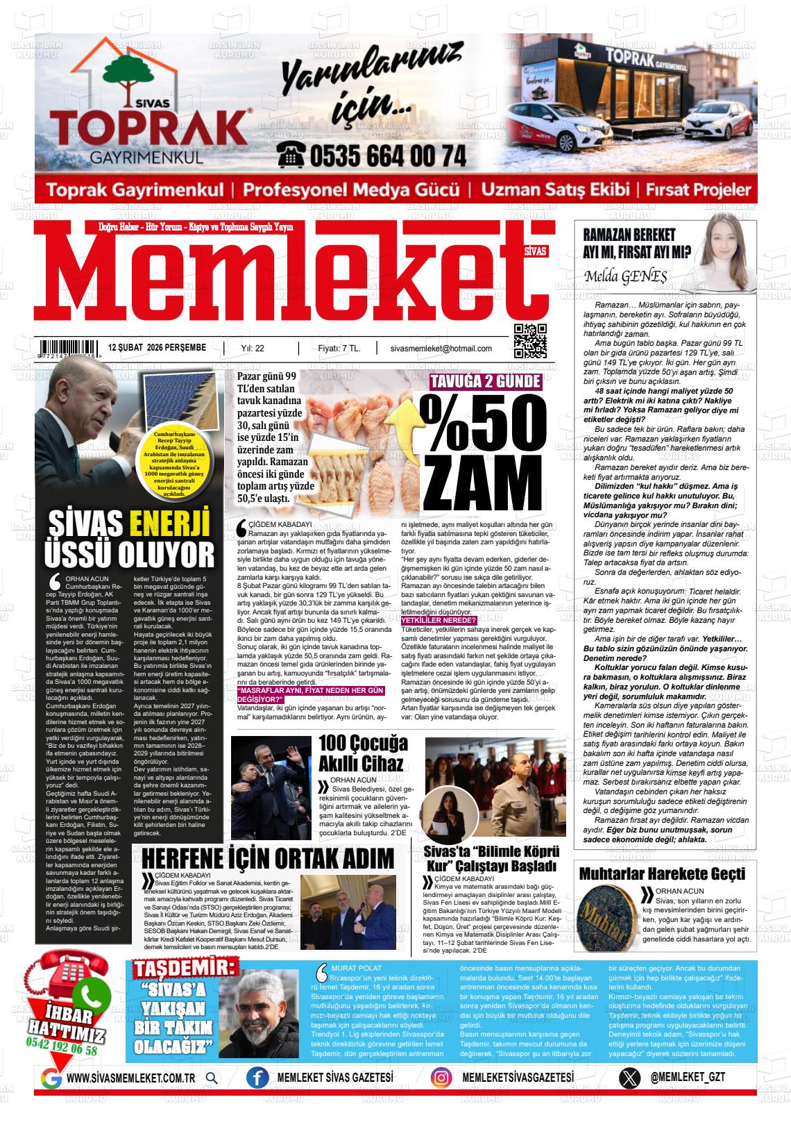 Sivas Memleket 12.02.2026