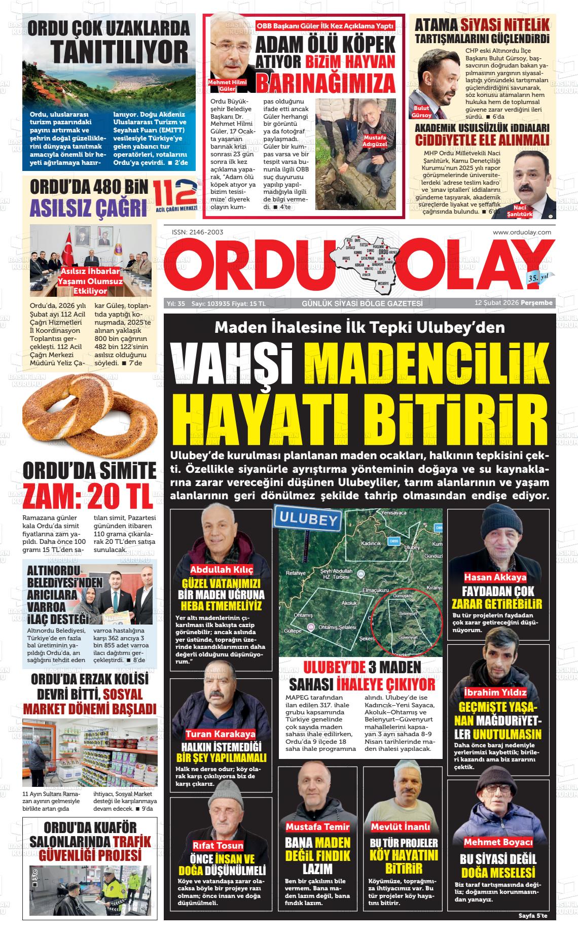 Ordu Olay 12.02.2026