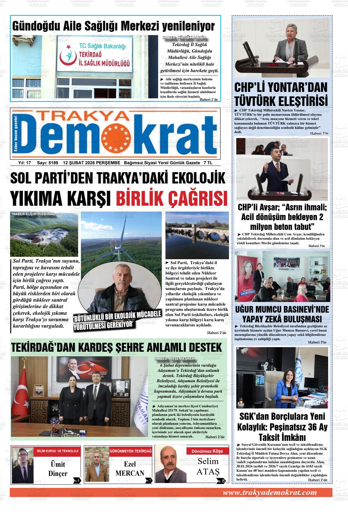 Tekirdag Trakyademokrat 12.02.2026