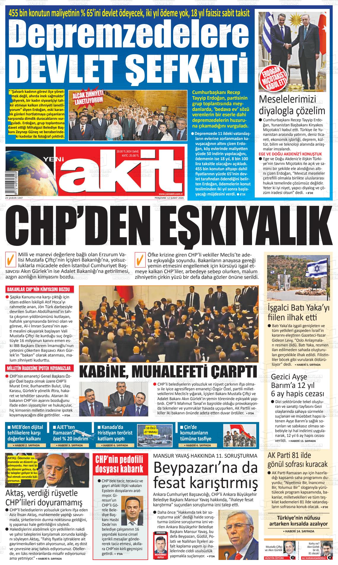 Yeni Akit Gazetesi 12.02.2026