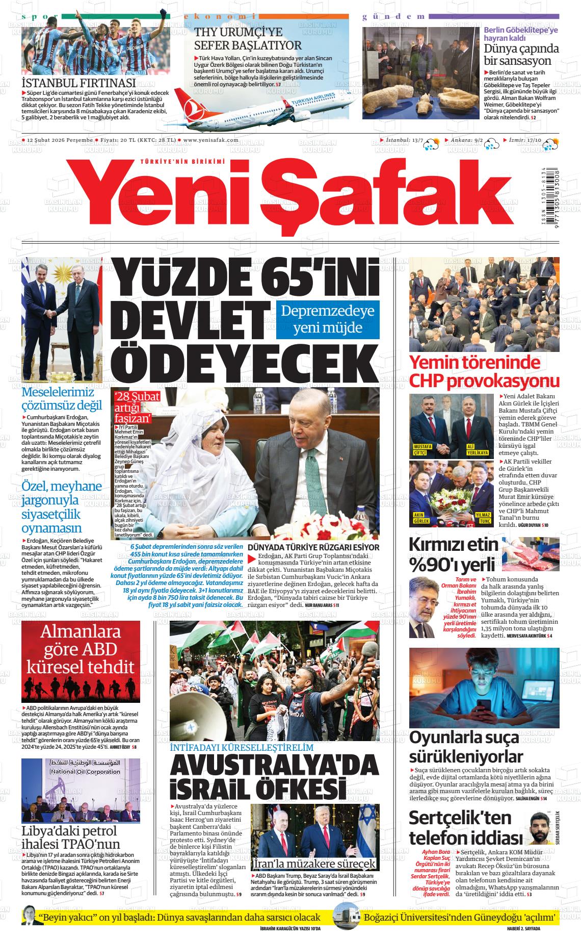 Yeni Şafak Gazetesi 12.02.2026
