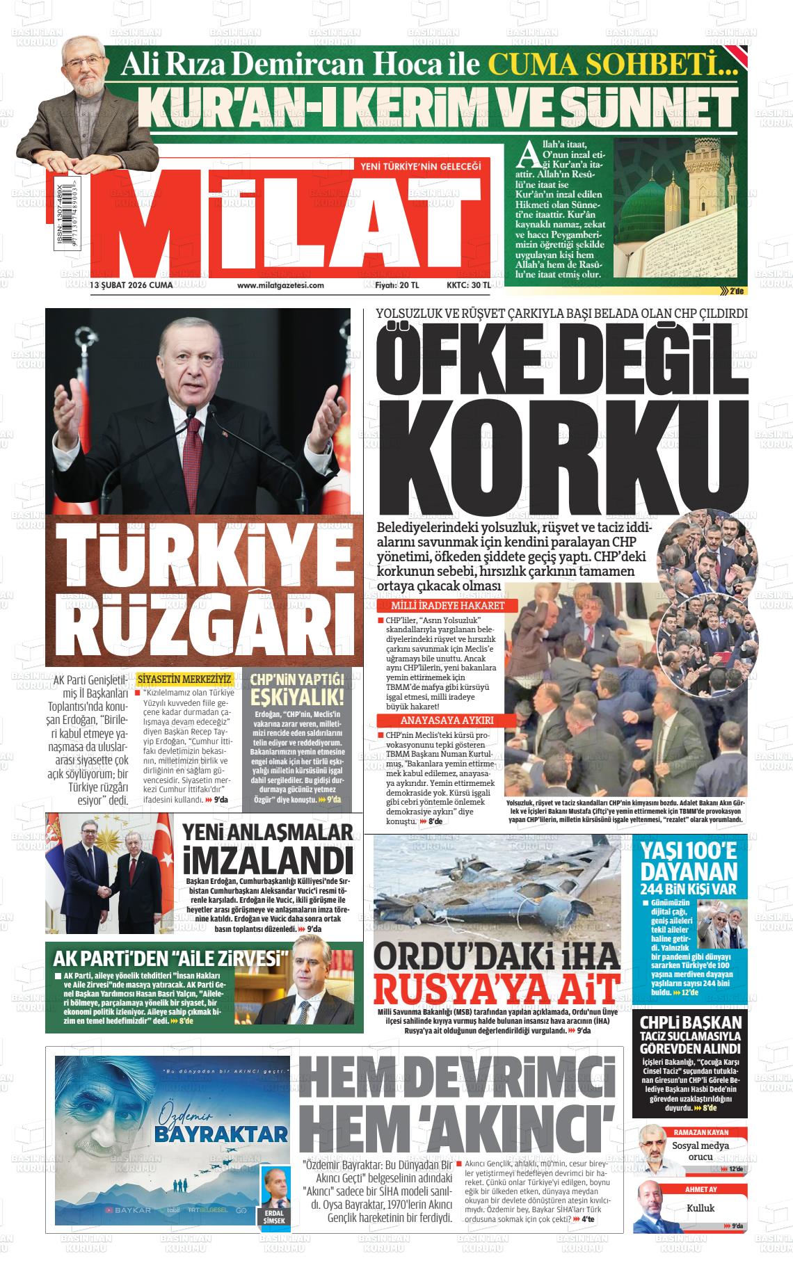 Milat Gazetesi 13.02.2026